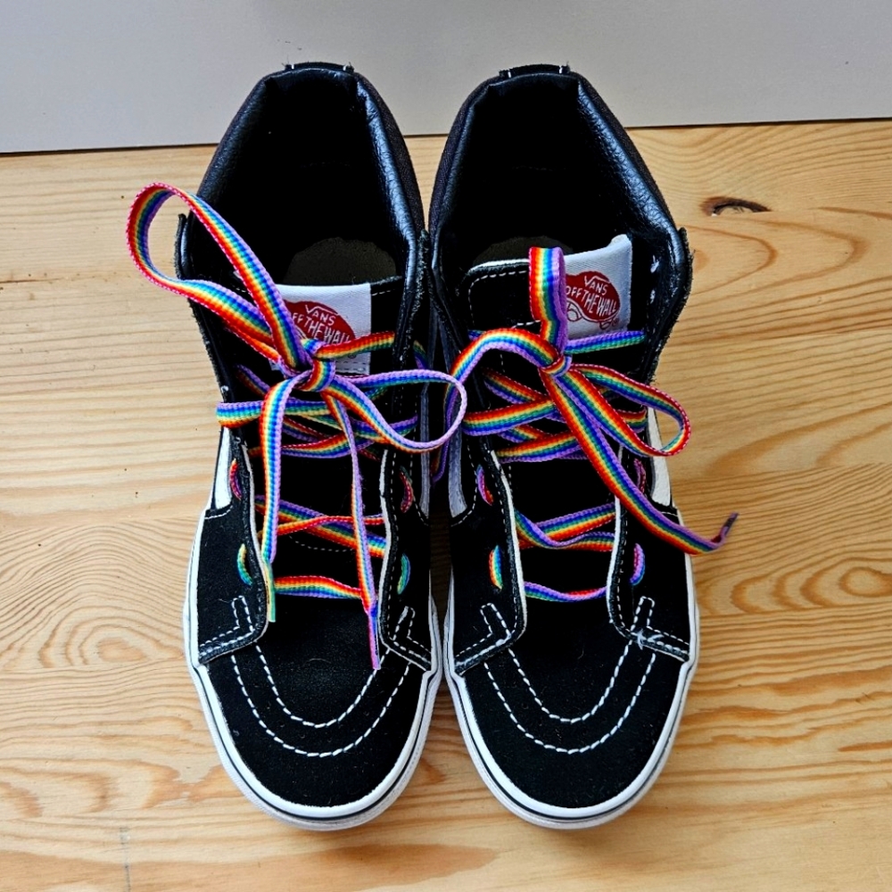 Vans Hi-top Black/white Sk-8 skateboard shoe size Womens 5, Men's 3.5